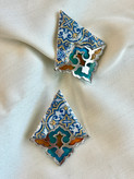 گوشواره مدل آزالیا زنانه طرح کاشی آبی